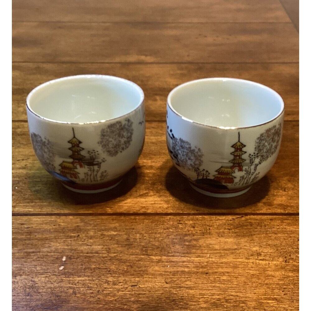 Temple Landscape Bonsai Tree‎ Japan Set Of 2 Cups